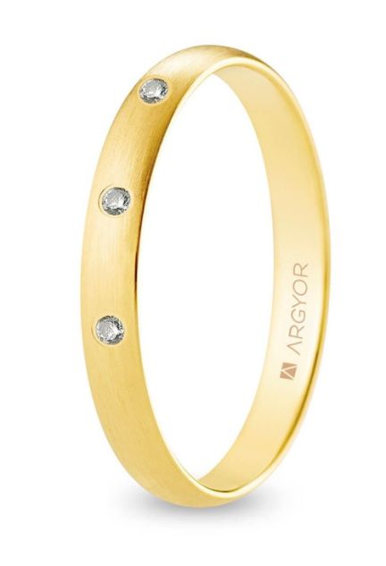 Alianza oro 9 Ktes 3 mm. con 3 diamantes Argyor 9kA30CS3D