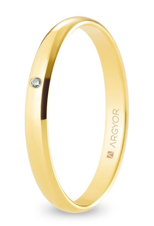 Alianza boda de oro 9 Ktes con diamante 2.5 mm 9kA25CP1D