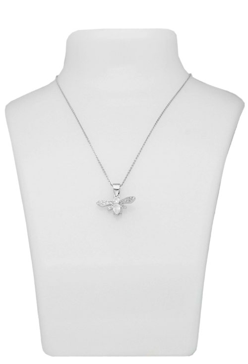 Gargantilla en plata de ley motivo abeja con circonitas 295_PBER34889 en busto