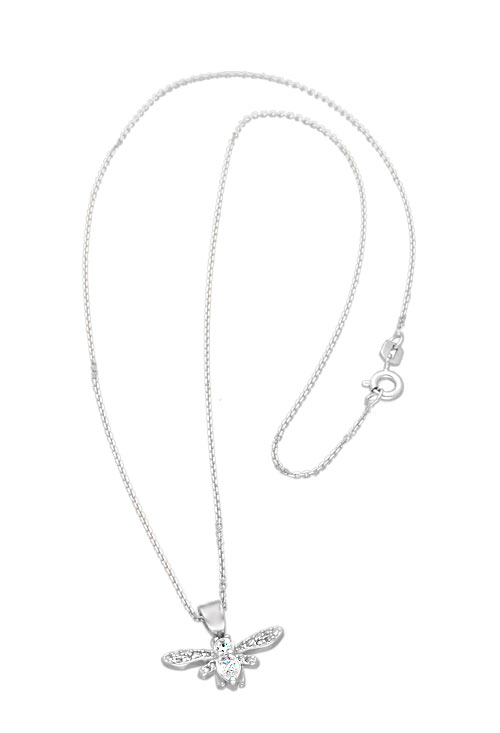 Gargantilla en plata de ley motivo abeja con circonitas 295_PBER34889 entera