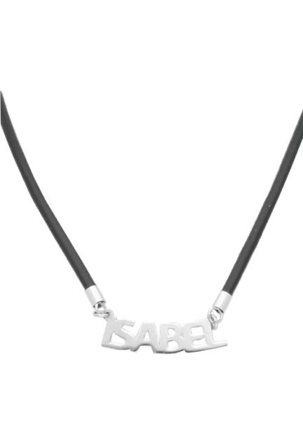 gargantilla plata y cuero nombre isabel precio outlet de joyeria foto principal para web el rubi joyeros