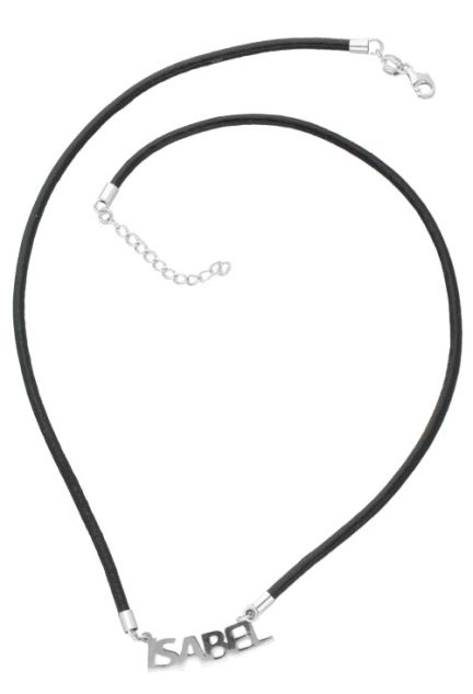 gargantilla plata y cuero nombre isabel precio outlet de joyeria foto completa para web el rubi joyeros