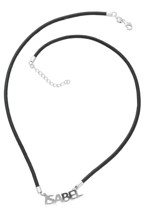 gargantilla plata y cuero nombre isabel precio outlet de joyeria foto completa para web el rubi joyeros