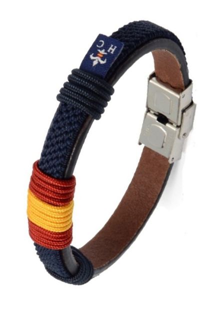 Pulsera bandera de España textil y piel PHF-121-1A-2CA
