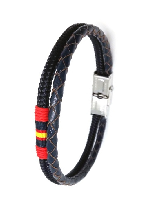 Pulsera bandera España en cordón náutico y piel 116-2AA-1LL