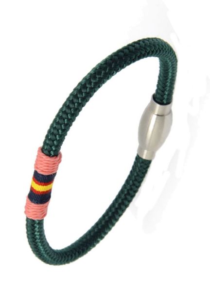 Pulsera bandera España en verde con hilo rosa 116-1R-1MM