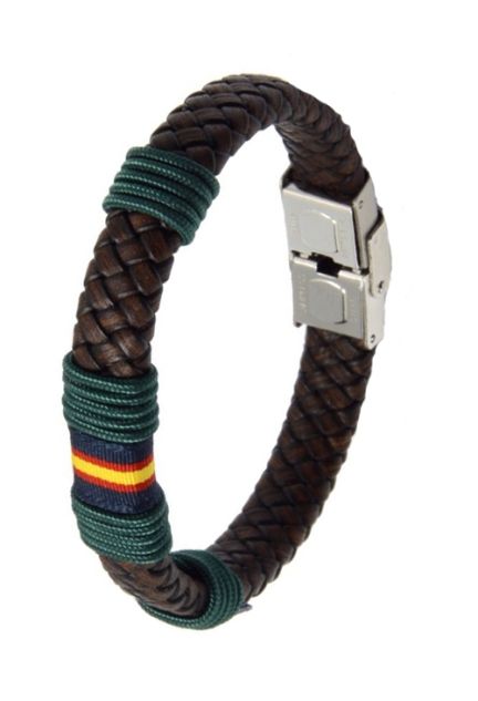 Pulsera de España textil y piel trenzada marrón 137-2I-9RR