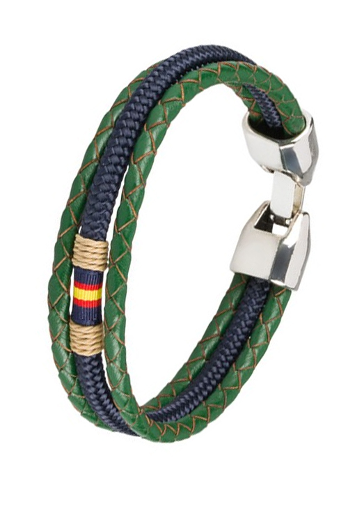 Pulsera España triple aro en piel y cordón 116-2RAR-1BB