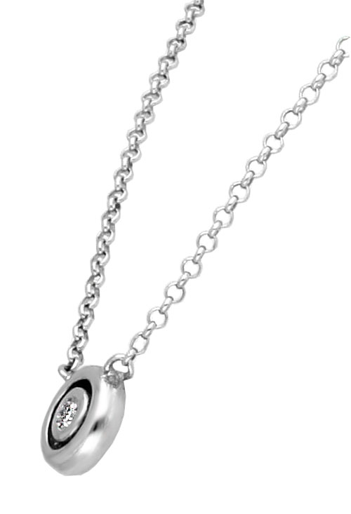 gargantilla plata y diamante Grand Lumineux, plata con diamante 2 mm. vista lateral