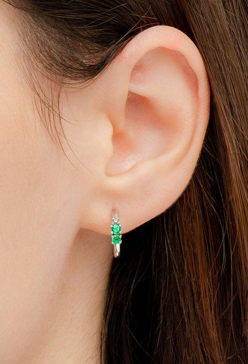 pendiente plata esmeraldas y diamante foto modelo mont petir diamand