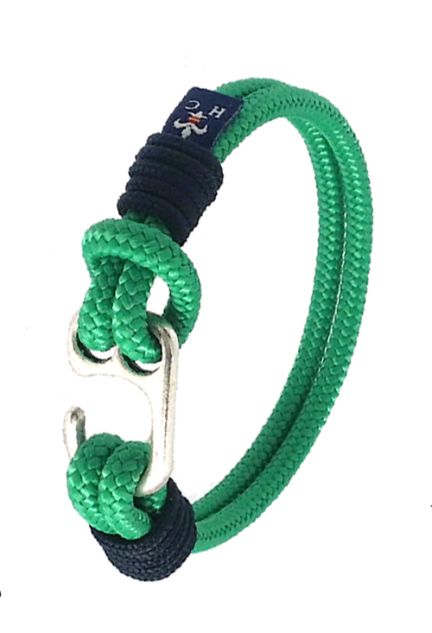 Pulsera en codón náutico verde detalles en azul marino PHF-127-1G-2AA