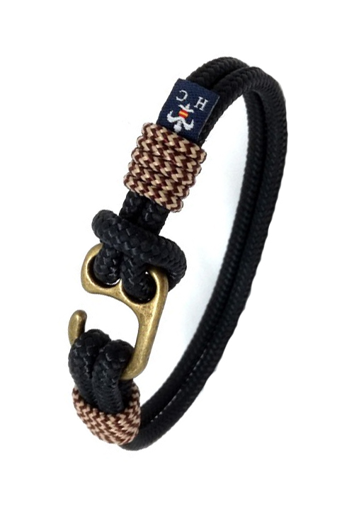 Pulsera en hilo náutico azul detalle en marrón jaspeado 127-1A-2Q0