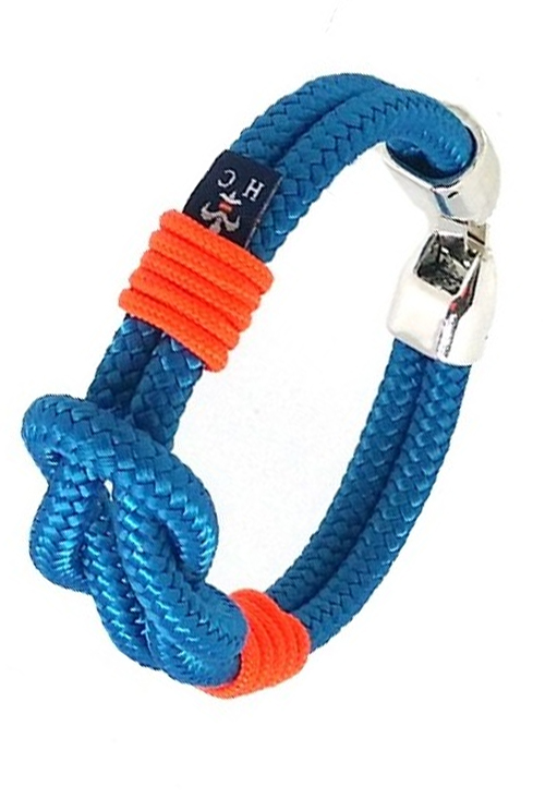 Pulsera en hilo náutico azul detalle en naranja PHF-120-1K-4FF