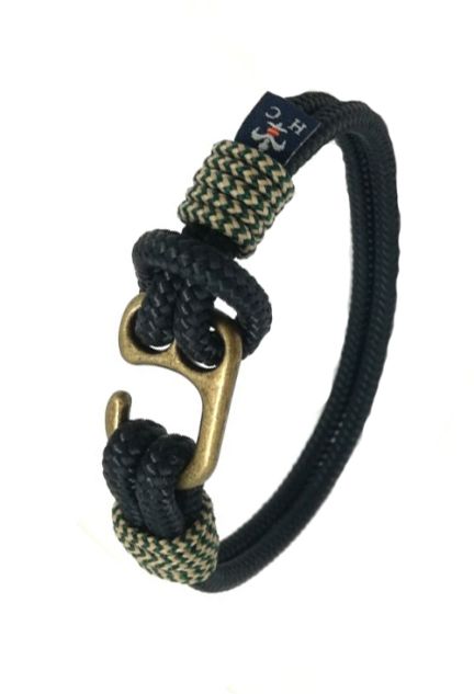 Pulsera en cordón náutico azul detalle en verde jaspeado 127-1A-2R0