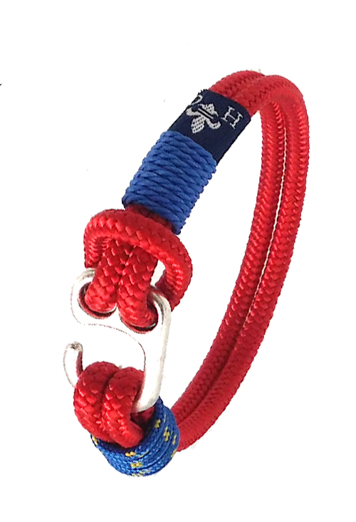 Pulsera en codón náutico rojo detalle en azul PHF-127-1L-3K0K