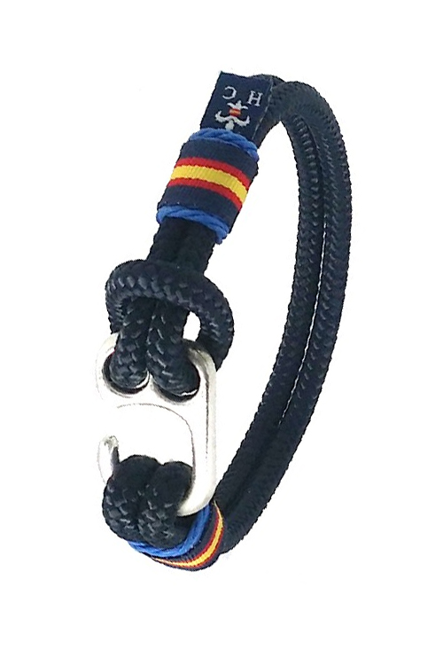 Pulsera España en hilo náutico azul detalle en azul claro PHF-127-1A-1K