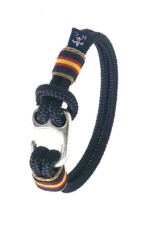 Pulsera España en hilo náutico azul detalle en beige 127-1A-1B