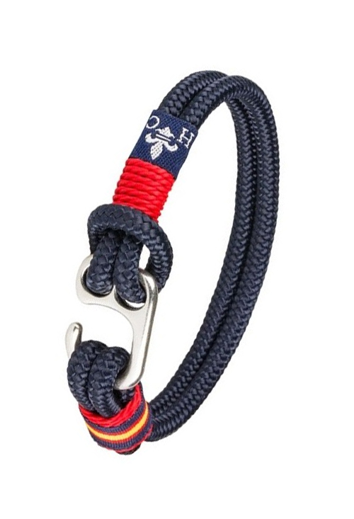 Pulsera España en hilo náutico azul detalle en rojo 127-1A-1L