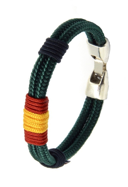 Pulsera España en hilo náutico verde detalle en azul PHF-126-8R-8AC