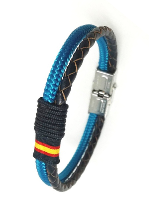 Pulsera España piel e hilo náutico azul detalle en azul 126-2AK-6A