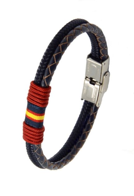 Pulsera España piel e hilo náutico rojo1PHF-126-2AA-4LL