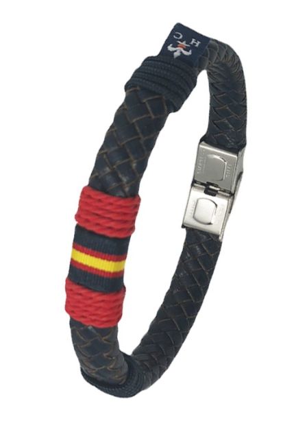 Pulsera España y piel azul con bandera PHF-137-2A-2AL