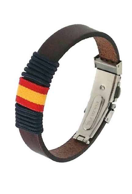 Pulsera España y piel marrón con bandera 137-4I-4A