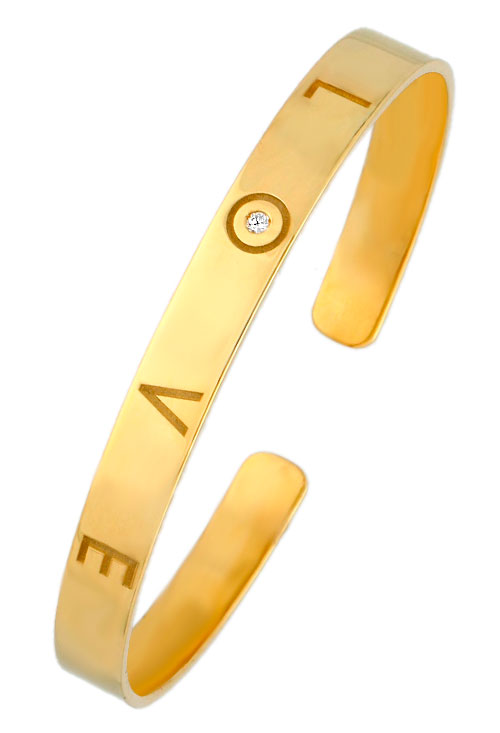 Pulsera rígida plata chapada con diamante LOVE