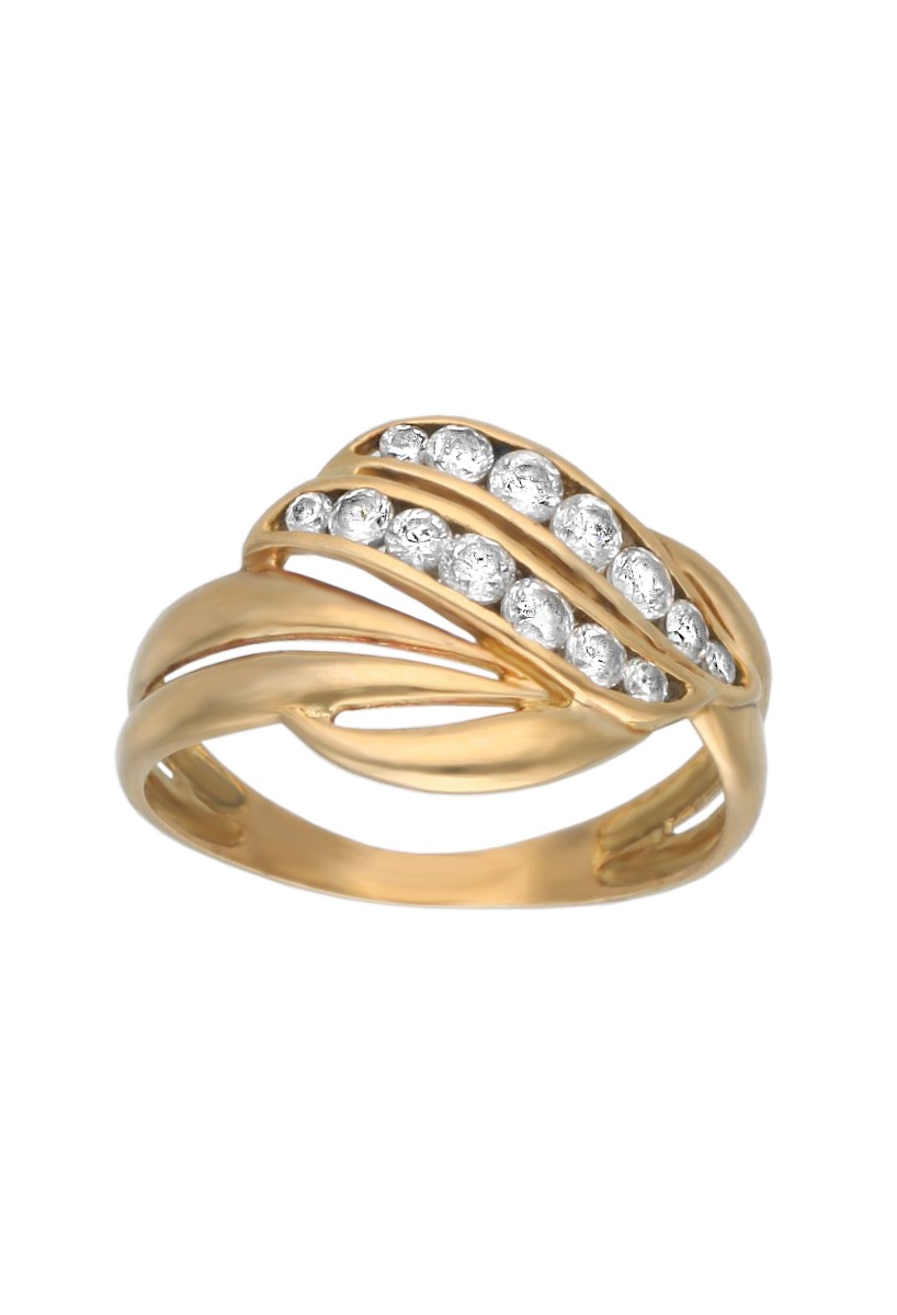 anillo oro amarillo 18 kilates con circonitas modelo naturalvila precio especial ultimas unidades foto frontal