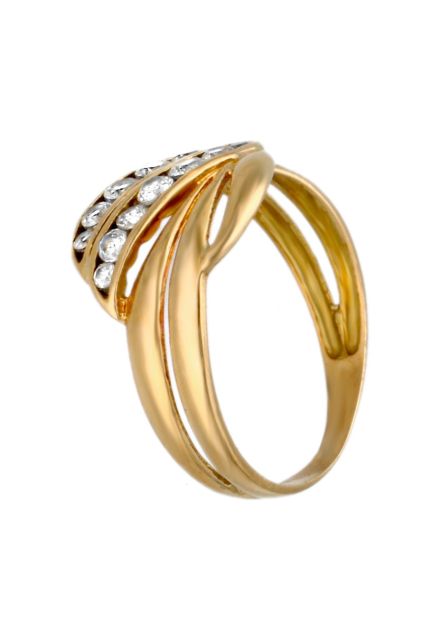 anillo oro amarillo 18 kilates con circonitas modelo naturalvila precio especial ultimas unidades foto lateral