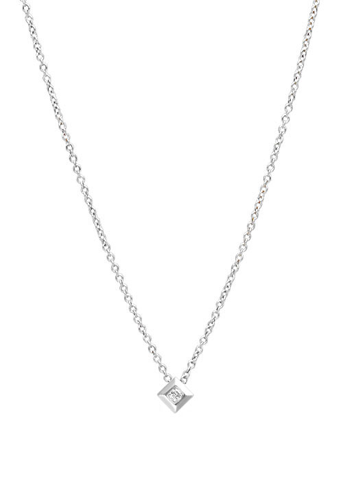 gargantilla oro blanco 18 kilates cadena forzada hueca motivo forma de rombo con circonita fotografia frontal para web el rubi joyeros