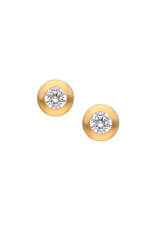 pendientes de oro amarillo 18k con circon fotografia frontal