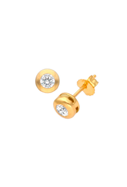 pendientes de oro amarillo 18k con circon fotografia frontal y lateral
