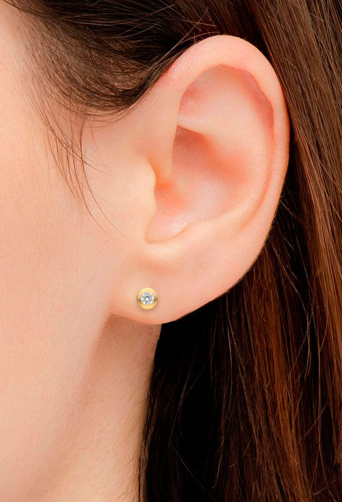 pendientes de oro amarillo 18k con circon fotografia modelo