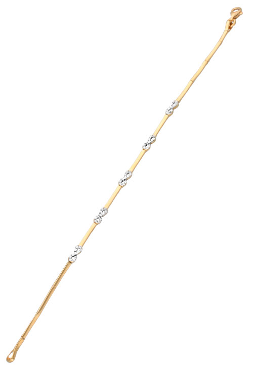 Pulsera oro 18 kilates con circonitas entrepiezas infinito realizada con oro amarillo de 18 kilates, original diseño que te encantará lucir foto extendida para parrilla web.