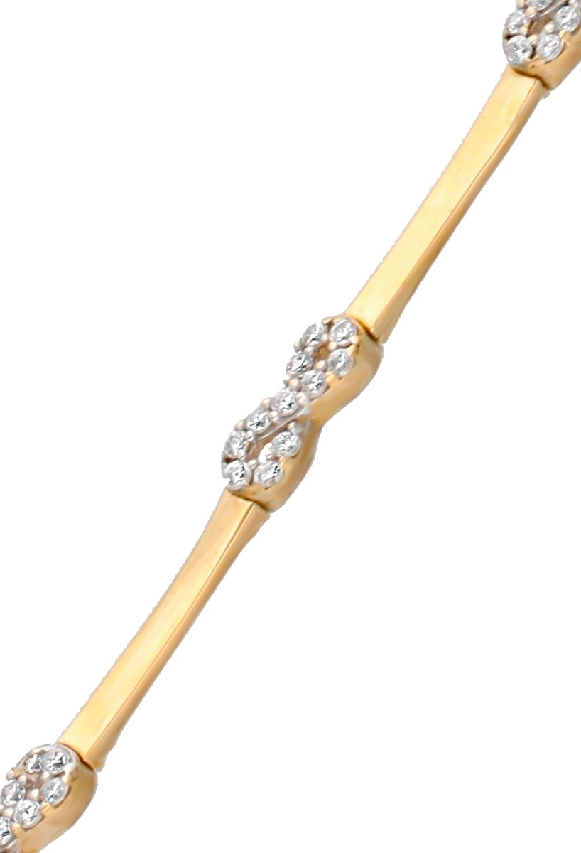 Pulsera oro 18 kilates con circonitas entrepiezas infinito realizada con oro amarillo de 18 kilates, original diseño que te encantará lucir foto detallada para parrilla web.