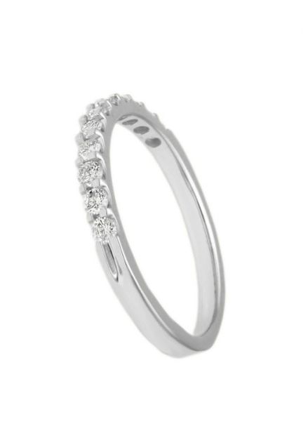 anillo compromiso oro blanco con diamantes media alianza de 11 garras fotografia lateral