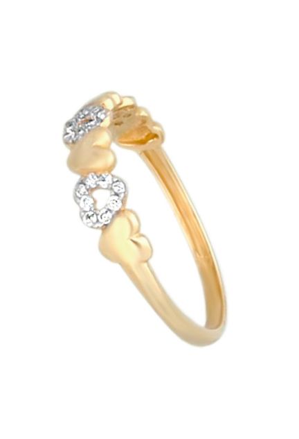 anillo corazones oro amarillo y blanco 18 kilates foto lateral para parrilla web el rubi joyeros