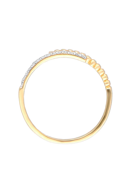 anillo oro bicolor con circonitas 18 kilates brazo cruzado fotografia cenital para utilizar en web