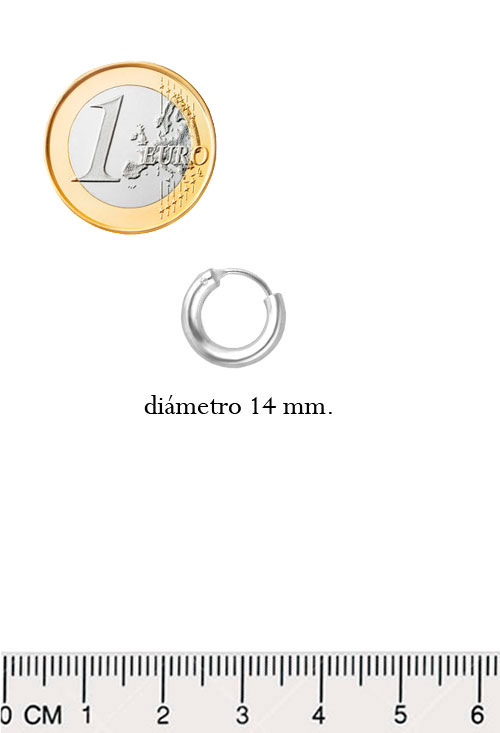 aros plata de ley con 3 mm de grueso y 14 de diametro fotografia para web joyeria online precio especial toma medida comparada