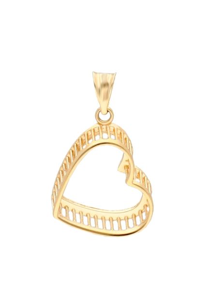 colgante oro amarillo 18 kilates corazón corpóreo enrejado 3D foto para parrilla web el rubi joyeros