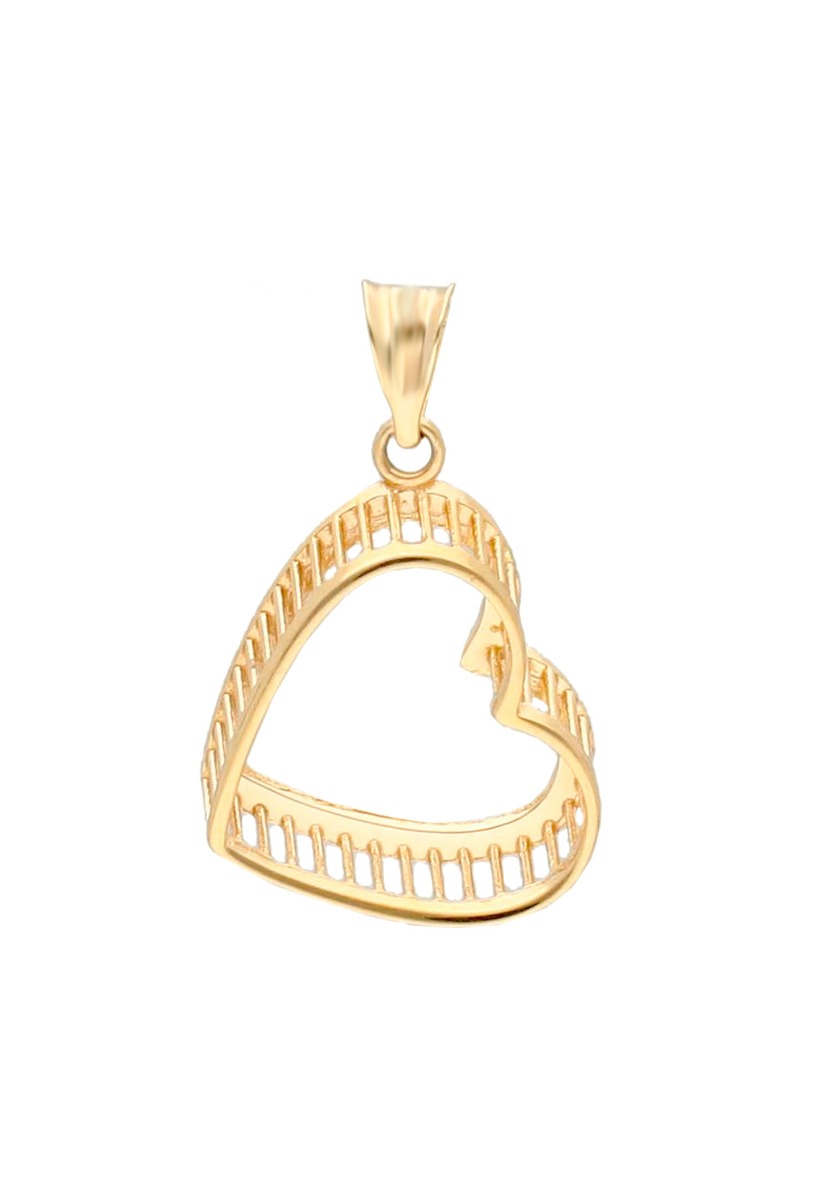 colgante oro amarillo 18 kilates corazón corpóreo enrejado 3D foto para parrilla web el rubi joyeros