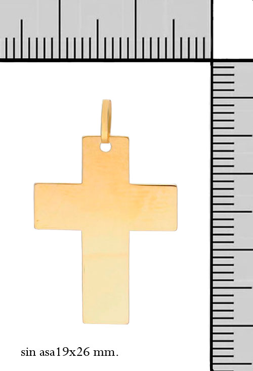 cruz latina chapa plana oro 18 kilates foto con medidas en milimetros