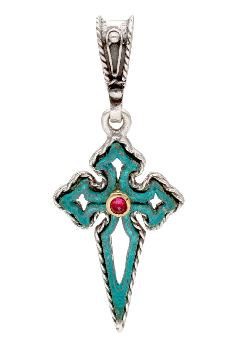 cruz plata y bronce Santiago apostol foto frontal