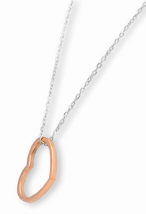 gargantilla de oro rosa y blanco motivo corazon fotografia lateral para web el rubi joyeros