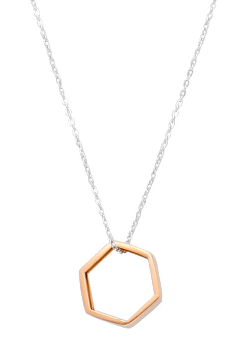 gargantilla de oro bicolor blanco y rosa hexagono calado fotografia frontal