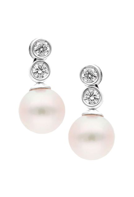 pendientes largos para novia u ocasiones especiales oro blanco 18 kilates diamantes y perlas cultivadas, foto principal para parrilla web el rubi joyeros