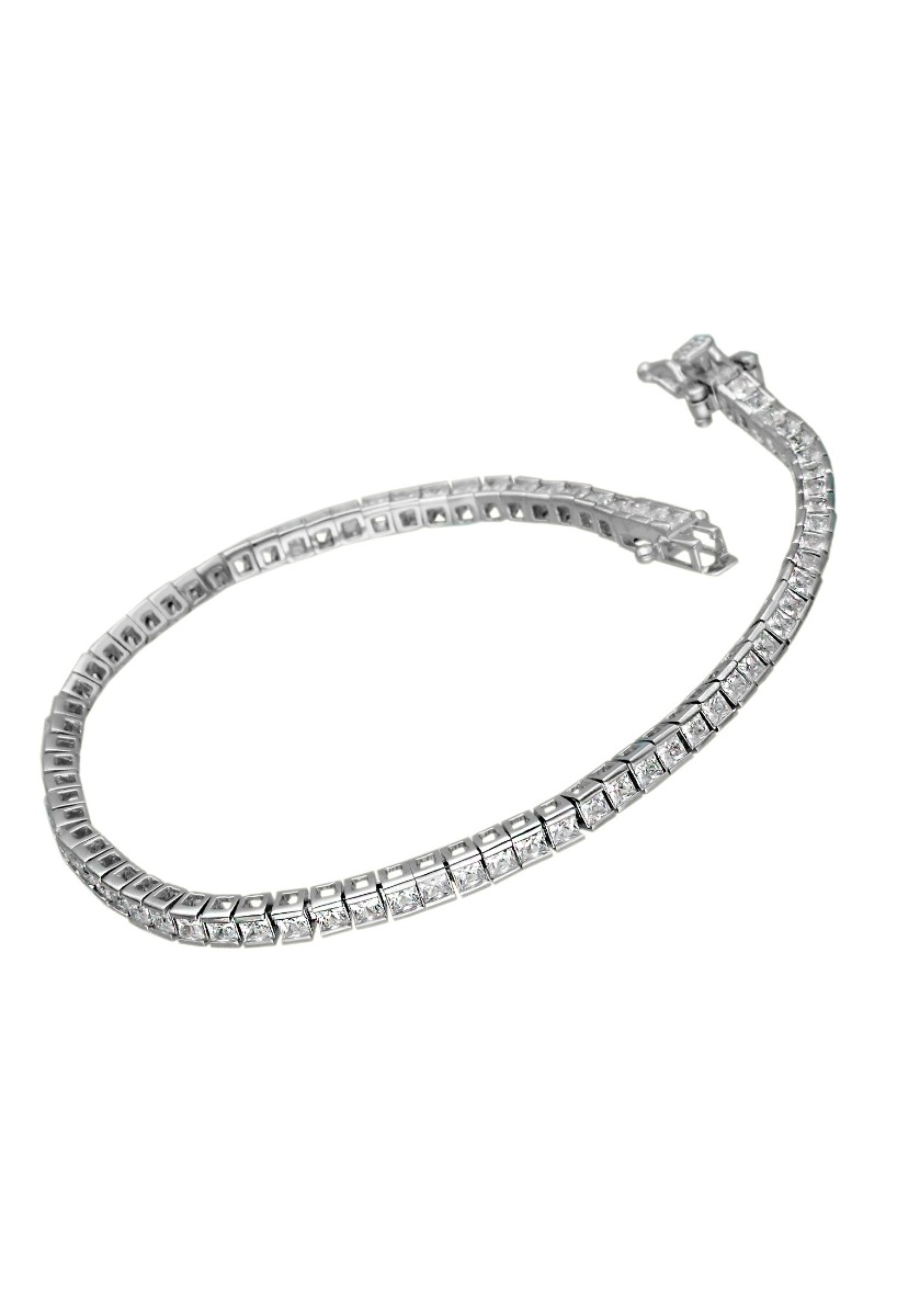 pulsera riviere de plata con circonitas talla princesa foto principal para parrilla web el rubi joyeros