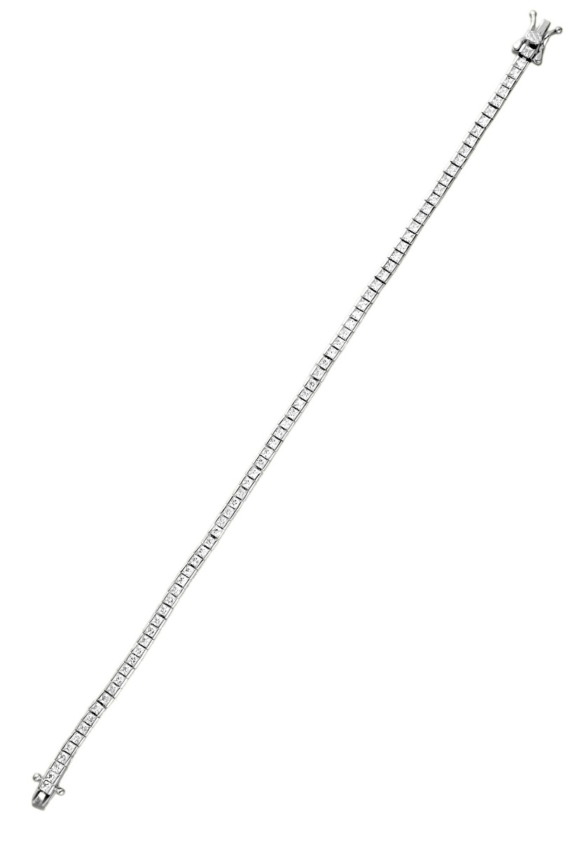 pulsera riviere de plata con circonitas talla princesa foto pulsera extendida para parrilla web el rubi joyeros