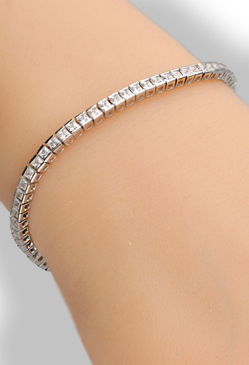 pulsera riviere de plata con circonitas talla princesa foto pulsera en modelo para parrilla web el rubi joyeros